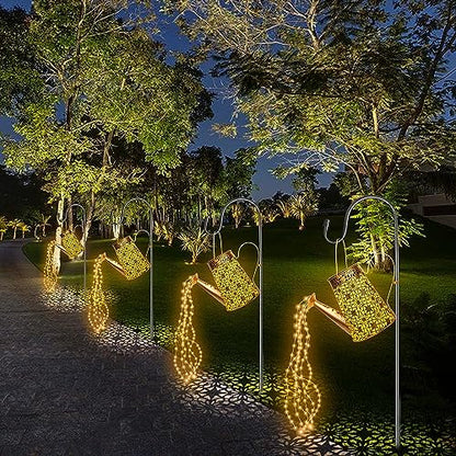 Forlivese 2PCS Solar Watering Can with Lights, Hanging Solar Garden Lights - size: 36LED