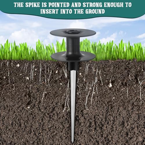 Chumia Garden Hose Guide Stakes, 10 Inch Metal Spike, Black, 2 Pieces - color: Black