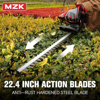 MZK 20V 22-Inch Cordless Hedge Trimmer with 2 x 4Ah Batteries - size: 22 inch