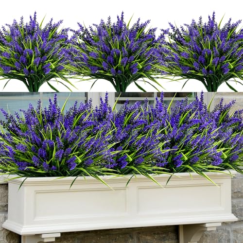 48 Bundles Artificial Lavender Flowers Outdoor UV Resistant, Purple - color: Purple, size: 48PCS