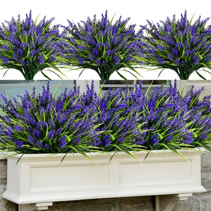 48 Bundles Artificial Lavender Flowers Outdoor UV Resistant, Purple - color: Purple, size: 48PCS