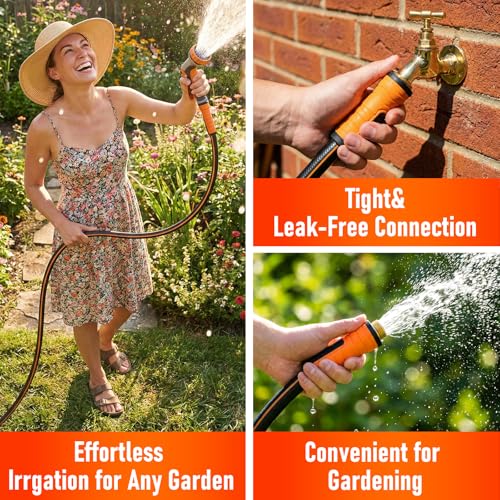 Garden Hose 25 ft x 5/8", Heavy Duty Water Hose, Flexible and Durable, Kink Resistant Lightweight Hybrid Hose, Leakproof Yard Hose with Male to Female Fittings - color: Black, size: 25ft