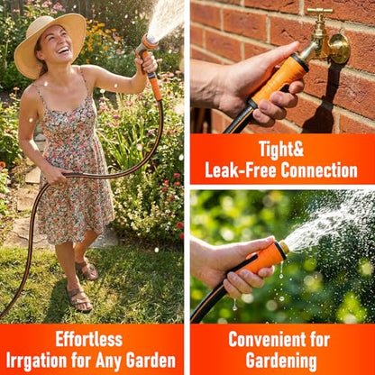 Garden Hose 25 ft x 5/8", Heavy Duty Water Hose, Flexible and Durable, Kink Resistant Lightweight Hybrid Hose, Leakproof Yard Hose with Male to Female Fittings - color: Black, size: 25ft