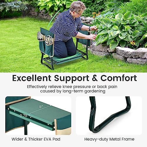 Garden Kneeler and Seat, Folding Heavy-Duty Garden Stool with Removable Tool Bags, Portable Gardening Bench for Gardening, Fishing, Seniors, Women, Men