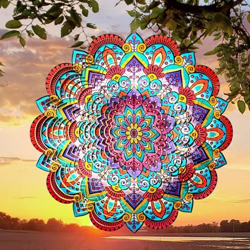 Wind Spinner Mandala Sunflower, Wind Spinners for Yard Garden - color: Mandala Sunflower