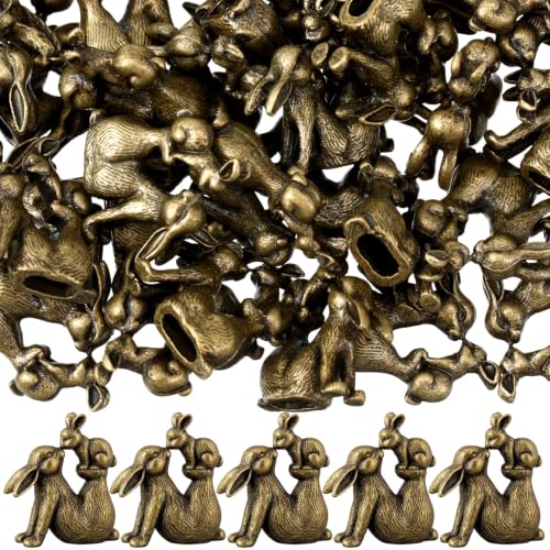 Weysat 50 Pcs Mini Bronze Bunny Figurine with Baby, Cute Rabbit Statue - style: Mom and Baby Rabbit