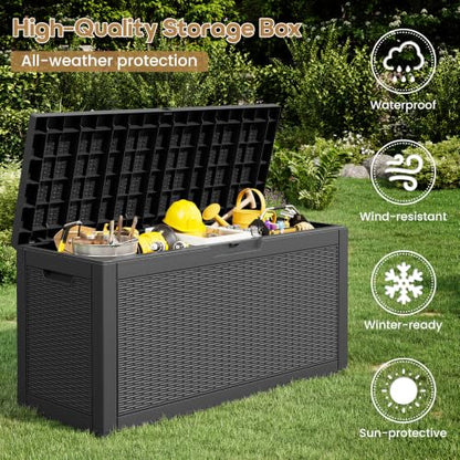 75 Gallon Outdoor Storage Box Waterproof Deck Box Patio Storage - color: Black, style: 75Gallon