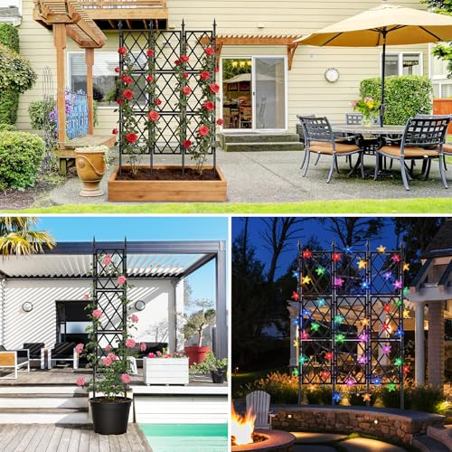 63 Inch Garden Trellis Support Fence Metal Lattice Climbing Frame Black - color: Black