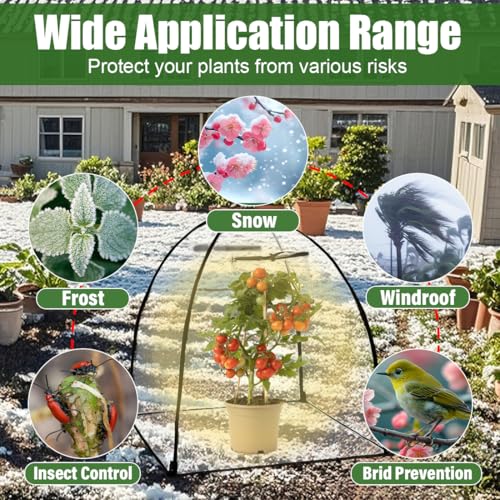 Clear Plant Covers Freeze Protection, 2-Pack Cloches & Domes, Winter - color: Clear, size: 24*23in 2P