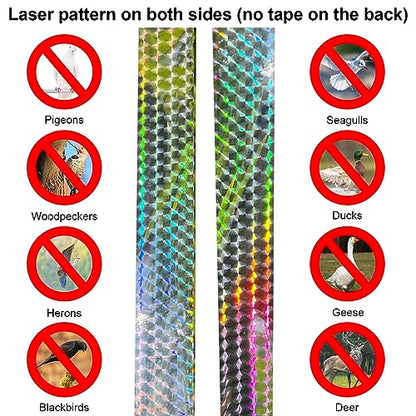 4 Pieces Bird Scare Tape Ribbon,4 * 328 Feet Reflective Tape Keep Birds Away Outdoor,Double Side Bird Flash Tape, Scare Geese, Pigeon, Duck, Woodpecker, for Outdoor, House, Garden, Patio, Orchard