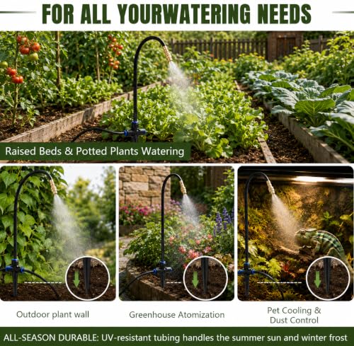 Misting Nozzles 40 Pack, 8" Adjustable Sprayers for 1/4 Tubing - size: 40pcs with ground plug