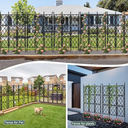 63 Inch Garden Trellis Support Fence Metal Lattice Climbing Frame Black - color: Black
