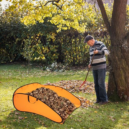 140 Gallon Pop up Leaf Collector, Foldable Lawn Leaf Dustpan Bag Tool - color: 1 Pcs