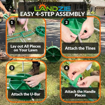 Landzie - Rolling Lawn Aerator, Manual Core Plug Aerator - size: Single