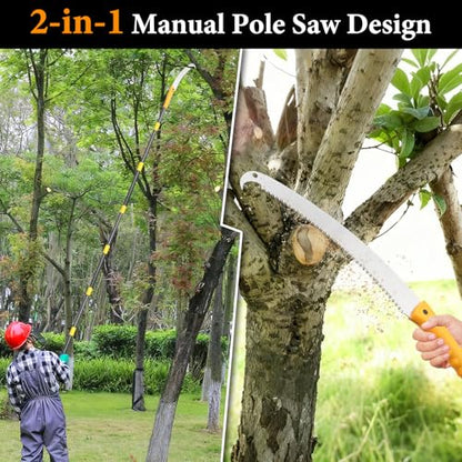 Pole Saws for Tree Trimming, 8.5FT Long Extension tree trimmer pole saw, Lightweight Manual Pruning Saw with Mn Steel Blade, Tree Branch Trimmer for Yard, Garden, Patio - size: 8.5FT
