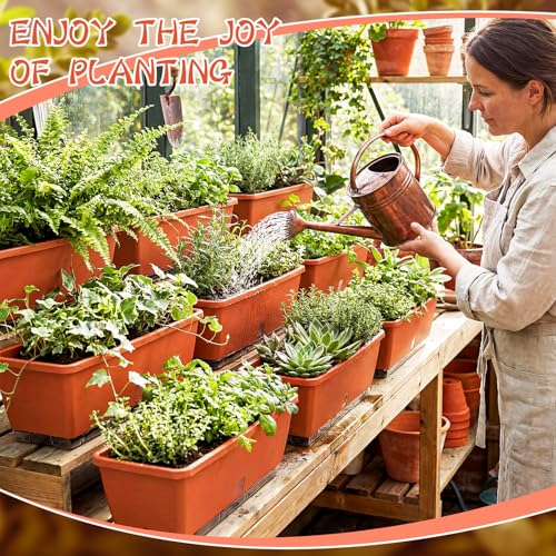 8 Pcs 24 Inch Plastic Window Boxes Planters, Red - color: Red