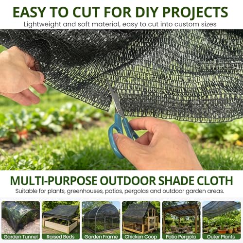 40%-55% Shade Cloth, 8x20Ft Garden Sun Shade Mesh Net Cover for Plant - size: 8'x20'
