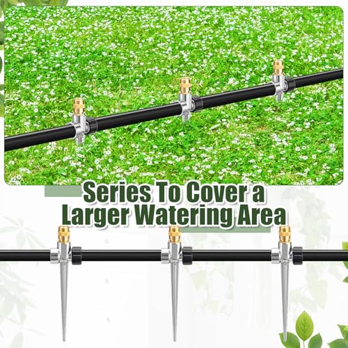 Tioncy 4 Pack Metal Lawn Sprinklers with Adjustable Brass Nozzle, Silver - color: Silver