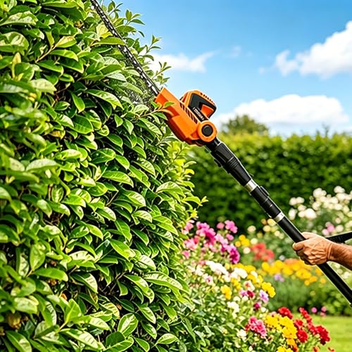 GARCARE Corded Pole Hedge Trimmer Electric 500W Motor with 18-Inch Blade