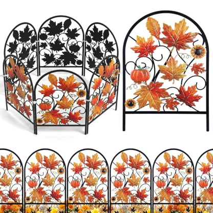 Yaocom 6 Pack Maple Leaf Garden Fence, 16.5" H x 11.8" W Fall Garden Stake - style: Maple Leaves