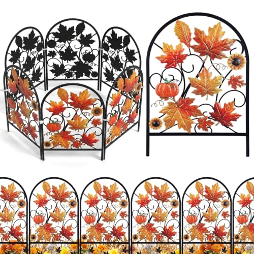 Yaocom 6 Pack Maple Leaf Garden Fence, 16.5" H x 11.8" W Fall Garden Stake - style: Maple Leaves