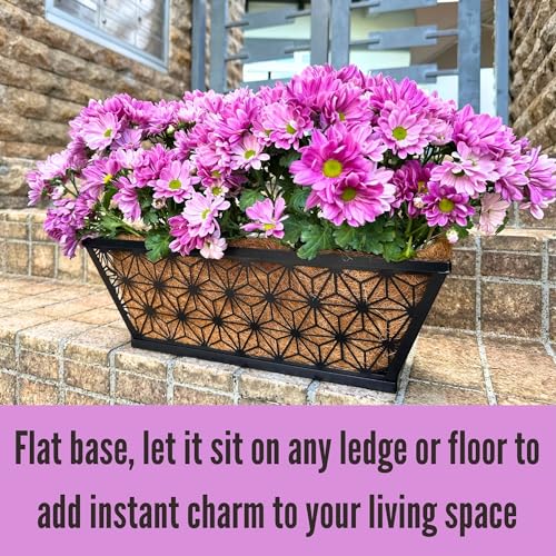 LaLaGreen Wall Planter for Plants (16 in, 4 Pack) Black Metal Window Box - size: 16" (41cm) x 4 pack