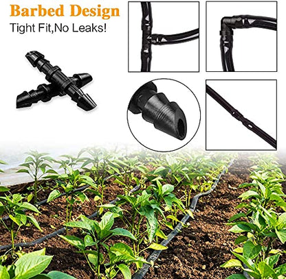 Drip Irrigation Coupling Fittings-110 Pieces Couplers for 1/4” Tubing,Barbed Connectors for Drip or Sprinkler Systems - size: 110P-Coupling Fittings