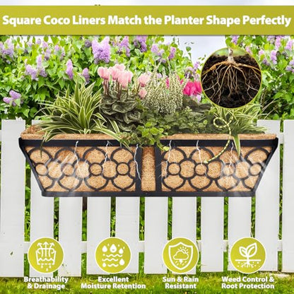 Legigo 2 Pack Rectangle Coco Liners for Planters- 36 Inch Window Box Liners - size: 36 Inch