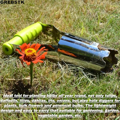 GREBSTK Bulb Transplanter, Stainless Steel Soil Release Tool