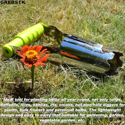 GREBSTK Bulb Transplanter, Stainless Steel Soil Release Tool