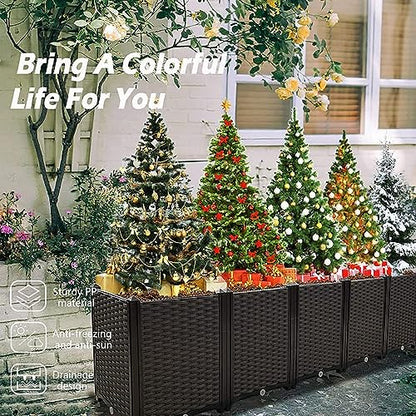 Large Planters for Outdoor Plants Raised Garden Bed Kit Rectangular Elevated Plastic Garden Boxes for Gardening Vegetables Flowers in Backyard Patio Balcony
