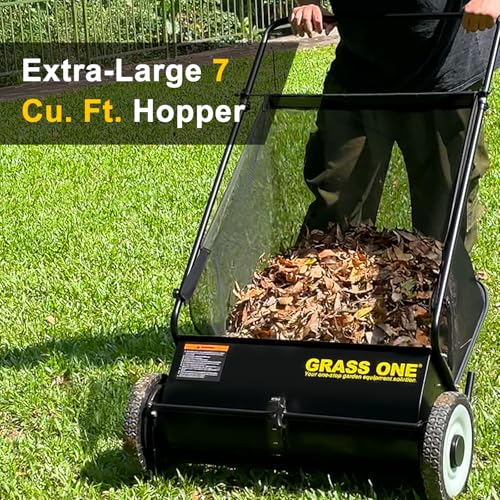26 Inch Push Lawn Sweeper with 7 Cu.Ft Collection Bag