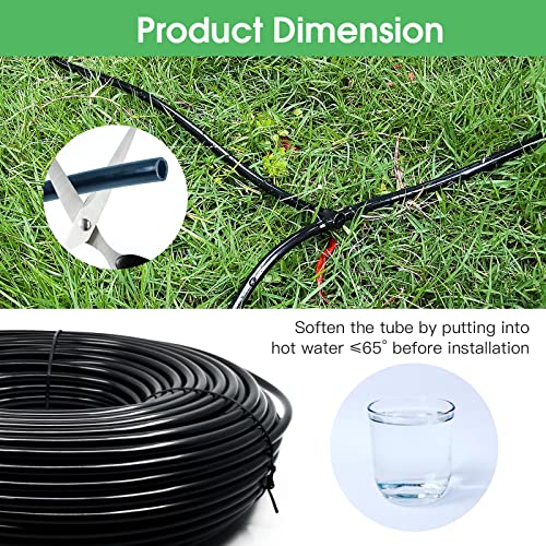 Maotong 100FT 1/4 inch Drip Irrigation Tubing Distribution Hose Tube for Garden Irrigation System - size: 100 FT 1/4"