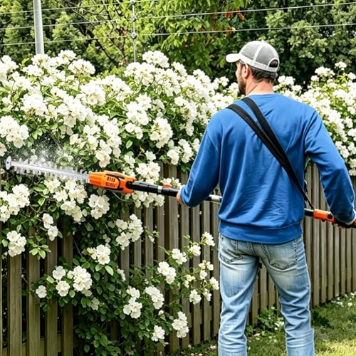 GARCARE Corded Pole Hedge Trimmer Electric 500W Motor with 18-Inch Blade