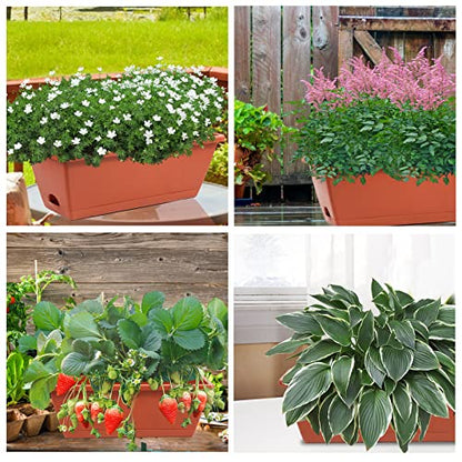 8pcs Window Box Planter,Rectangle Plastic Vegetable Flower Planters Boxes - color: Red