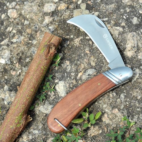 Linsen Outdoor Pruning & Grafting Knife, Stainless Steel Garden Budding Tool, Folding Pocket Multi-Cutting Knife for Weeding & Bushes