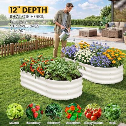 Galvanized Raised Garden Bed Outdoor, 4x2x1FT Planter Box, White - color: White, size: 4x2x1FT(2PCS)