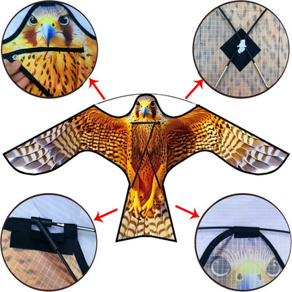 Hengda Kite Bird Hawk Flying Kite Without Pole for Crops Farm Protector Bird Scarer Flying Kite Without Pole Yellow