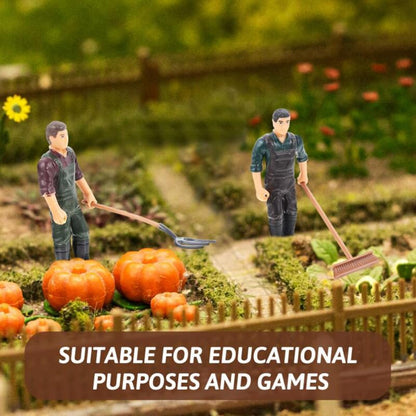 Garneck 12 Piece Miniature Farm Accessories Farmer Figures Tool Diorama Set