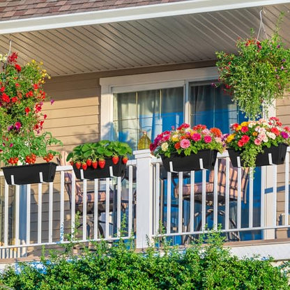 Railing Planter Boxes 6 Pack Window Boxes Planters with Adjustable Brackets