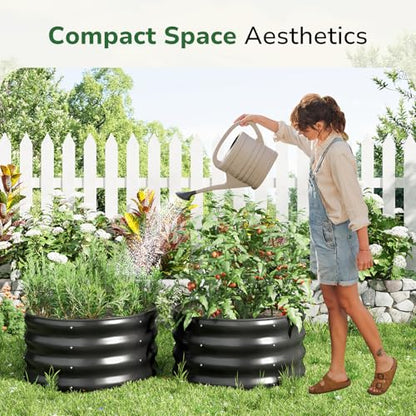 GreatBuddy 2x2x1 ft Round Galvanized Raised Bed, Easy-Assembly Raised Garden Bed with Anti-Cut Gloves & Tools, Rust-Proof Garden Bed for Outdoor, Vegetables, Herbs, Small Trees, Black - color: Black 2 Pack