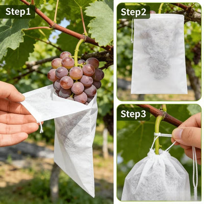 50Pcs Drawstring Mesh Fruit Protection Bags, Breathable Plant Cover Pouches for Grape, Apple, Pear Tree - Bird Deterrent Netting Bags for Garden Orchard Use, Reusable Produce Protector Sacks - size: 50pcs