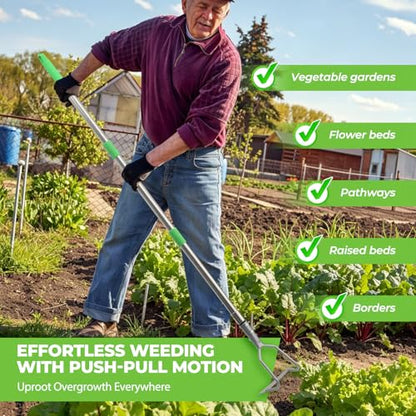 Weed Puller Tool, 65" Long Handle Heavy Duty Stand Up Weeder – No Bending Hand Weeder Remover for Gardening, Lawn, Yard, Patio – Garden Hoe for Weeding