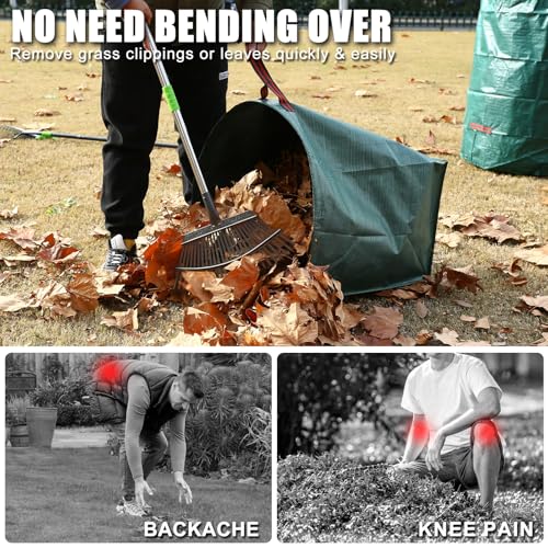 3 Pack 72 Gallon Leaf Bags Reusable with Dustpan Bag - color: Green-40&72 Gallons