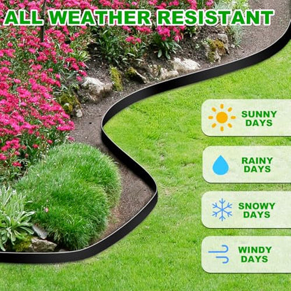 JERIA 4 Inch Tall 33 FT Garden Edging Kit with 45pcs Spikes, Plastic Edging for Landscaping - size: 4IN x 33FT