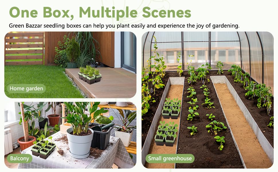 Side-Open Seed Starter Tray 4-Pack, 24 Cells Modular Design with Detachable Plant Cells, Extra-Large 2.36"x2.28" Cells, Reusable Seed Germination Kit for Indoor & Outdoor Gardening