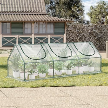 Aoodor 9 x 3 x 3 ft Mini Greenhouse - color: Transparent, size: 9 x 3 x 3 ft