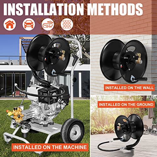 Tool Daily Pressure Washer Hose Reel 100FT x 3/8" / 150FT x 1/4" for Water - size: 100 FT