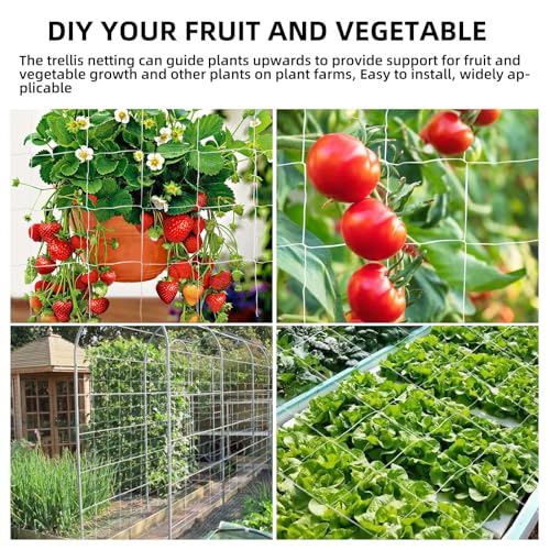 Heavy Duty Garden Trellis Netting, 6 x 15 ft, White, Rectangular, Polyester Nylon, Climbing Plant Support Netting, Garden - size: 6x15ft - 2 Pack