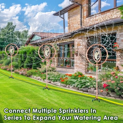 34" Ornamental Sprinkler, 360° Rotating, Double Ring Bird - style: Double Ring Clear Bird